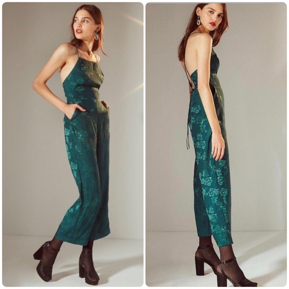 Urban Outfitters Jacquard Floral Satin Strappy Jumpsuit - Picture 9 of 9